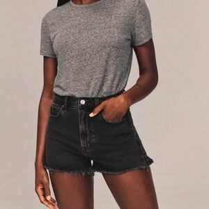 Abercrombie & Fitch The Mom Short High Rise Black Denim Size 30/10 EUC